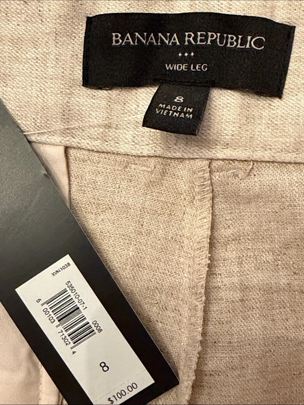 Banana Republic Wide-Leg Linen Blend Pants - Cream/Natural size 8 NWT